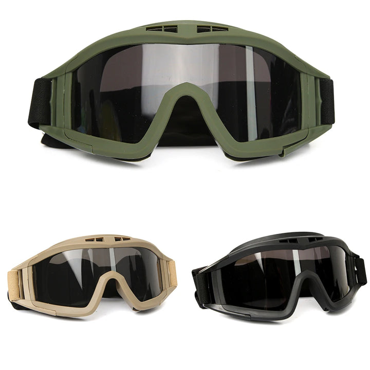 Airsoft Óculos Táticos 3 Lentes À Prova de Vento, Poeira E Tiro